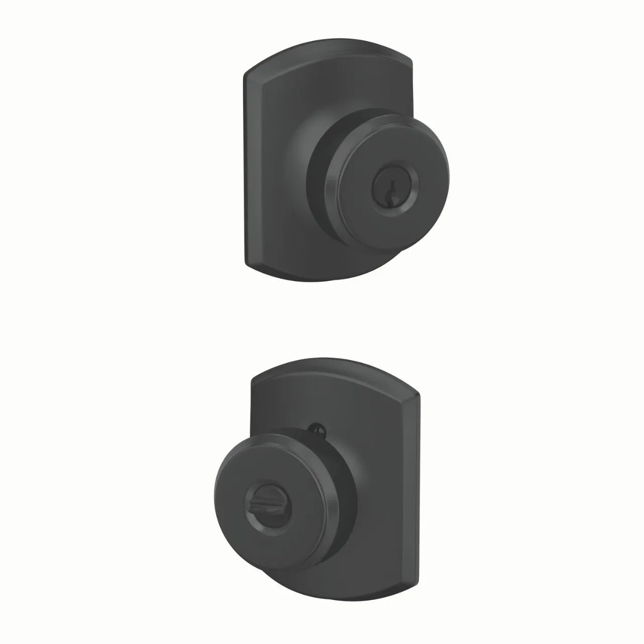 Schlage Bowery Knob with Greenwich Rosette Flat Black