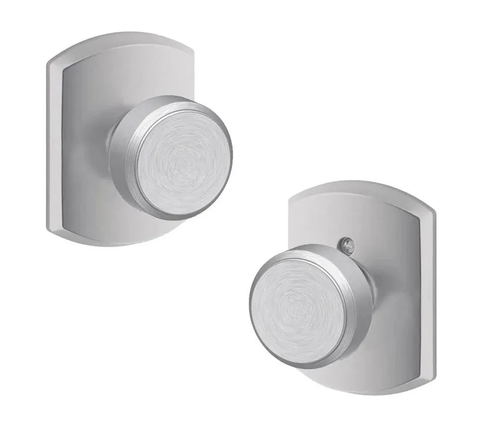 Schlage Bowery Knob with Greenwich Rosette Satin Chrome