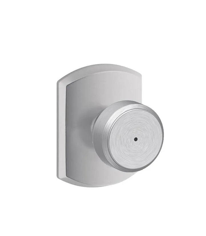 Schlage Bowery Knob with Greenwich Rosette Satin Chrome
