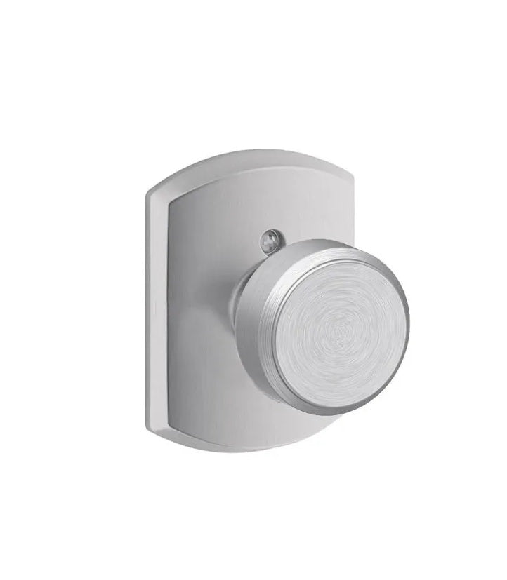 Schlage Bowery Knob with Greenwich Rosette Satin Chrome