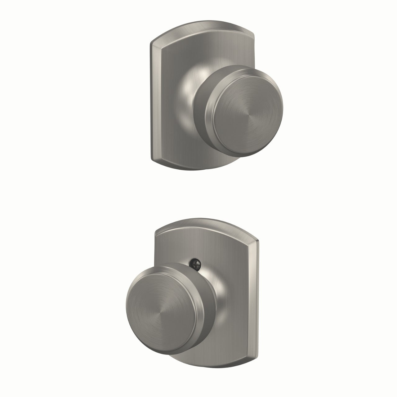 Schlage Bowery Knob with Greenwich Rosette Satin Nickel