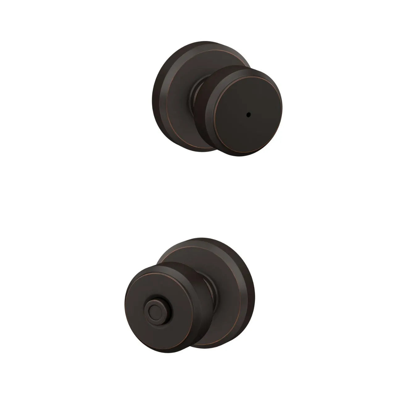 Schlage Bowery Knob with Greyson Rosette Aged Bronze