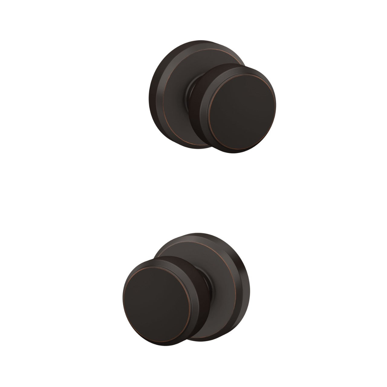 Schlage Bowery Knob with Greyson Rosette Aged Bronze