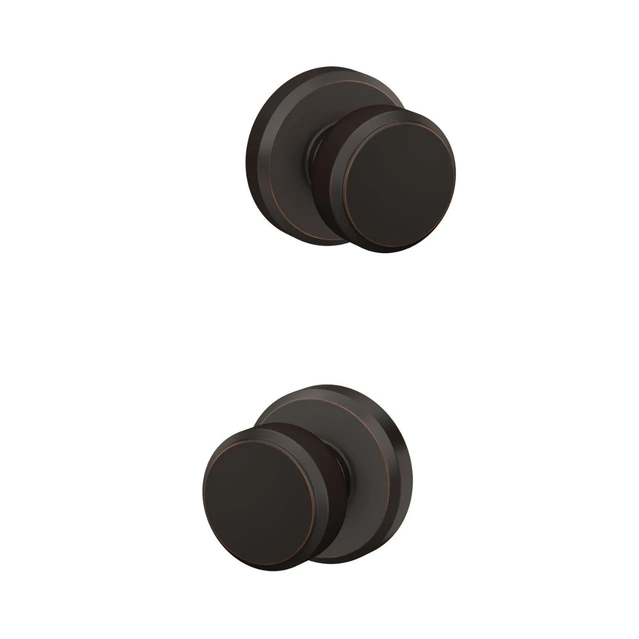 Schlage Bowery Knob with Greyson Rosette Aged Bronze