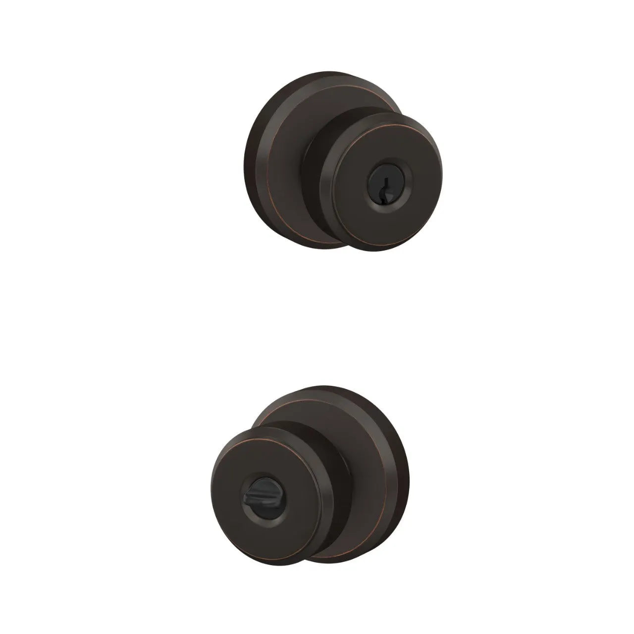 Schlage Bowery Knob with Greyson Rosette Aged Bronze