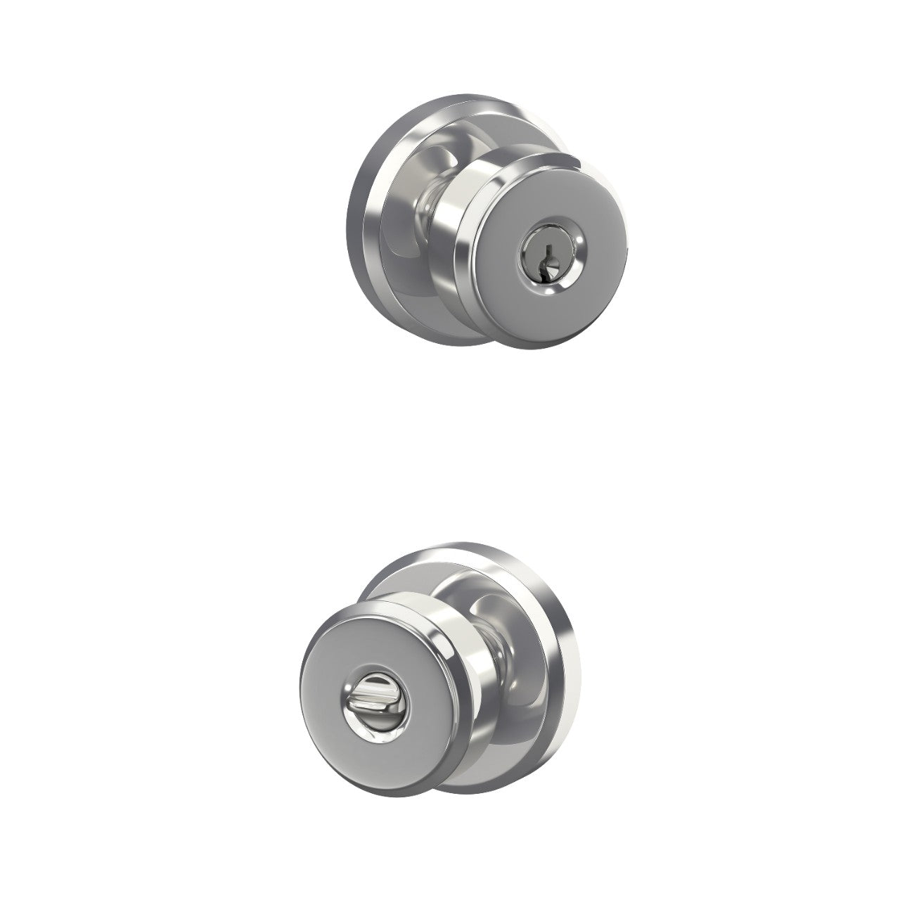 Schlage Bowery Knob with Greyson Rosette Bright Chrome