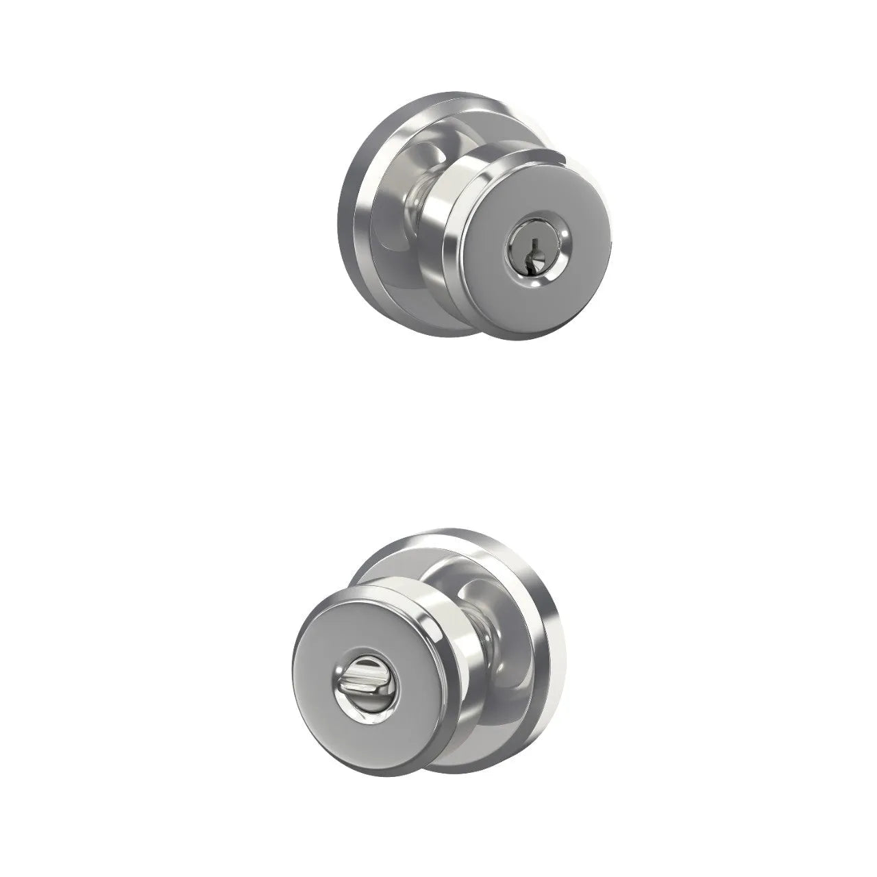 Schlage Bowery Knob with Greyson Rosette Bright Chrome