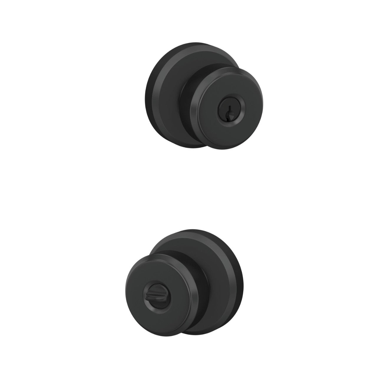 Schlage Bowery Knob with Greyson Rosette Flat Black