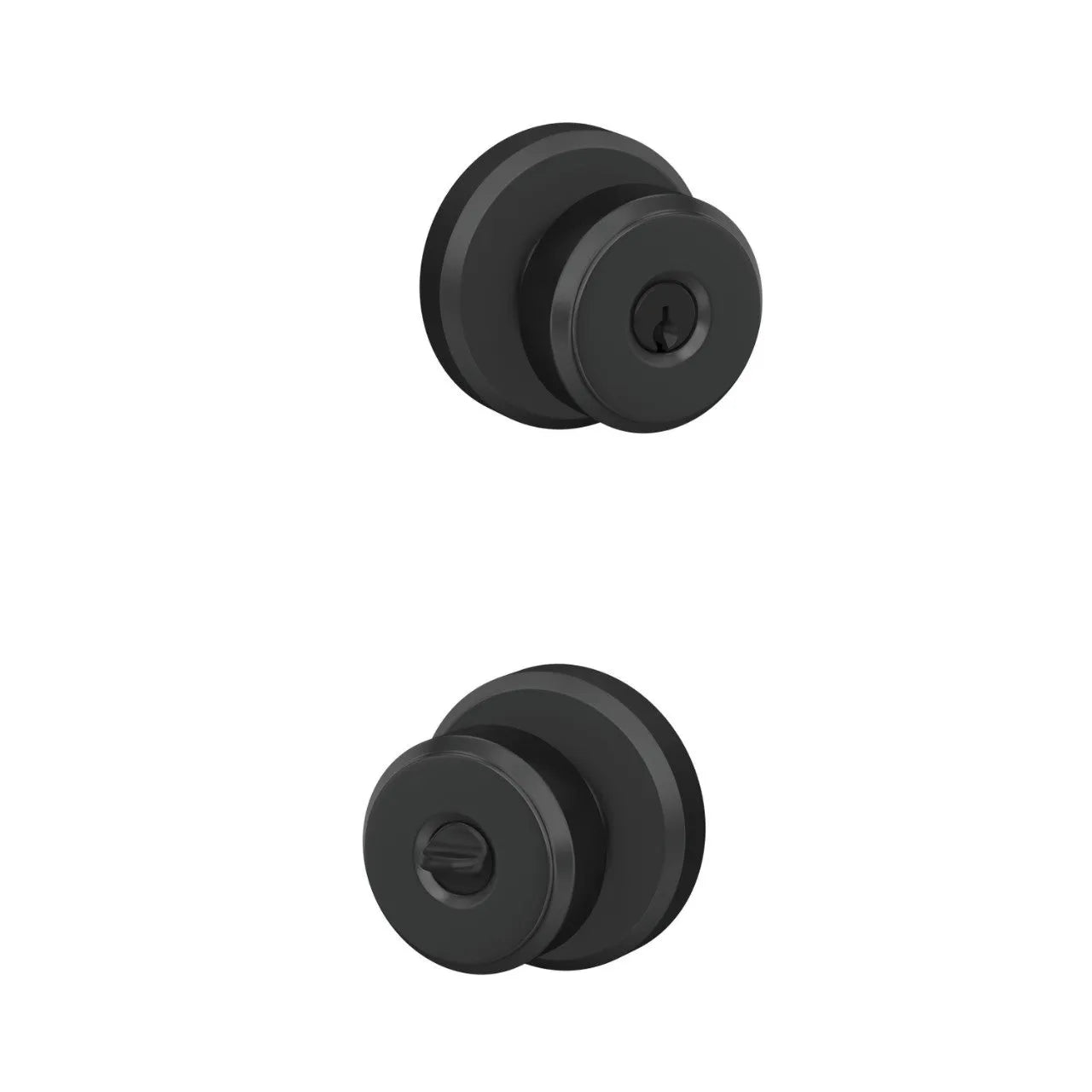 Schlage Bowery Knob with Greyson Rosette Flat Black