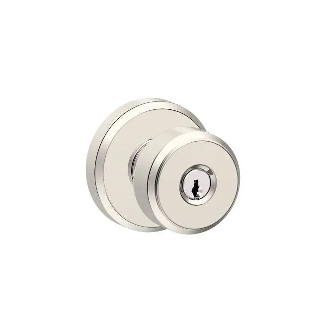 Schlage Bowery Knob With Greyson Rosette Keyed Entry Lock Polished Nickel
