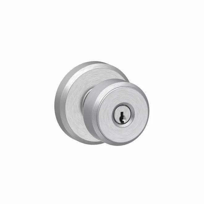 Schlage Bowery Knob With Greyson Rosette Keyed Entry Lock Satin Chrome