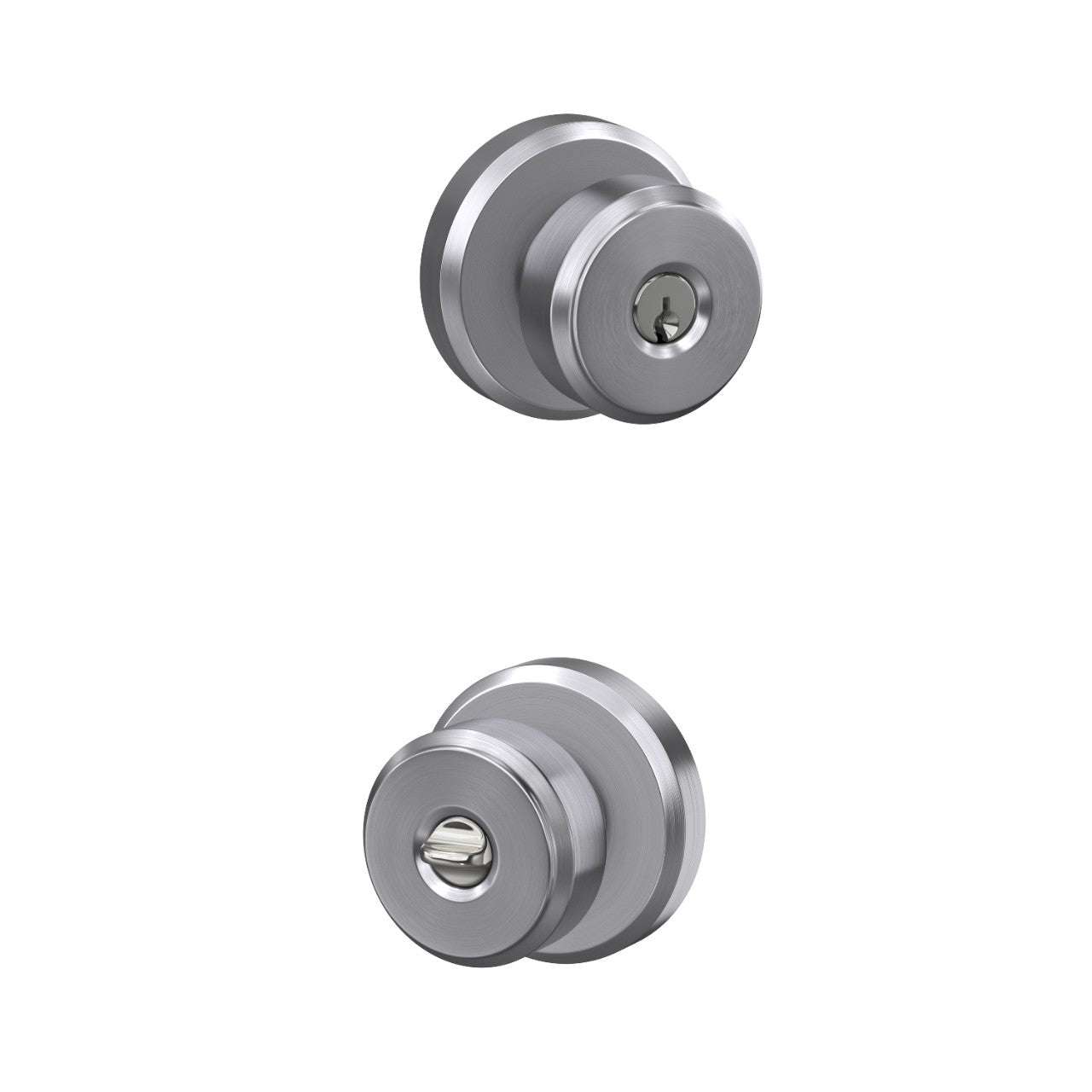 Schlage Bowery Knob with Greyson Rosette Satin Chrome