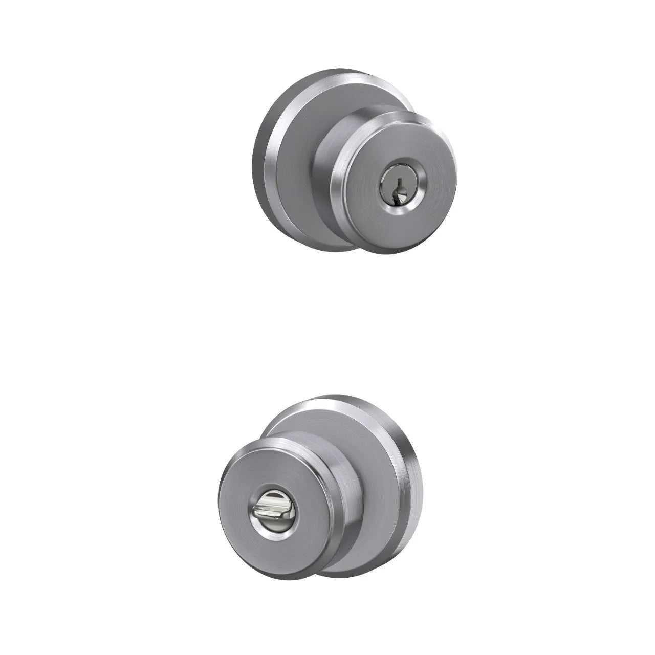 Schlage Bowery Knob with Greyson Rosette Satin Chrome
