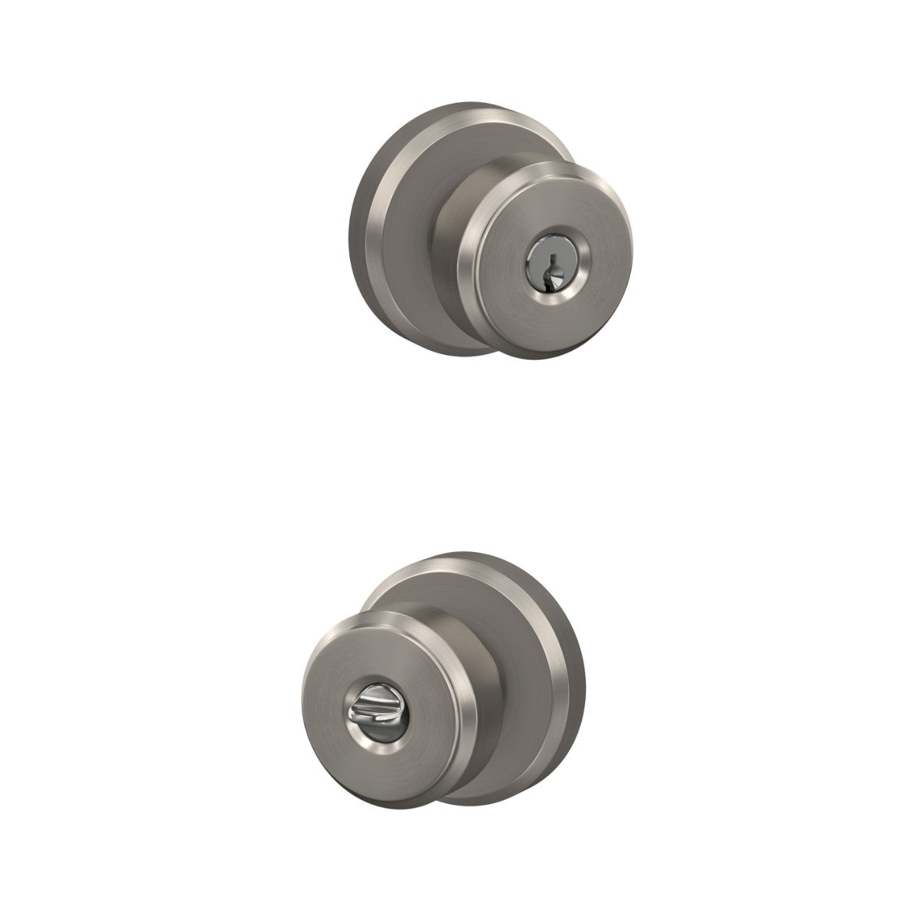 Schlage Bowery Knob with Greyson Rosette Satin Nickel