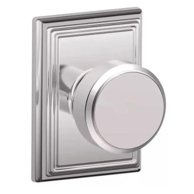 Schlage Bowery Passage Knob With Addison Rosette Bright Chrome