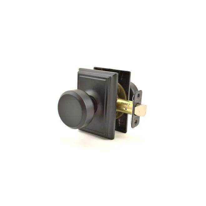 Schlage Bowery Passage Knob With Addison Rosette Flat Black