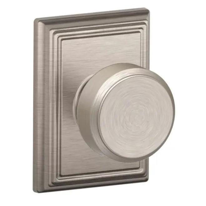 Schlage Bowery Passage Knob With Addison Rosette Satin Nickel