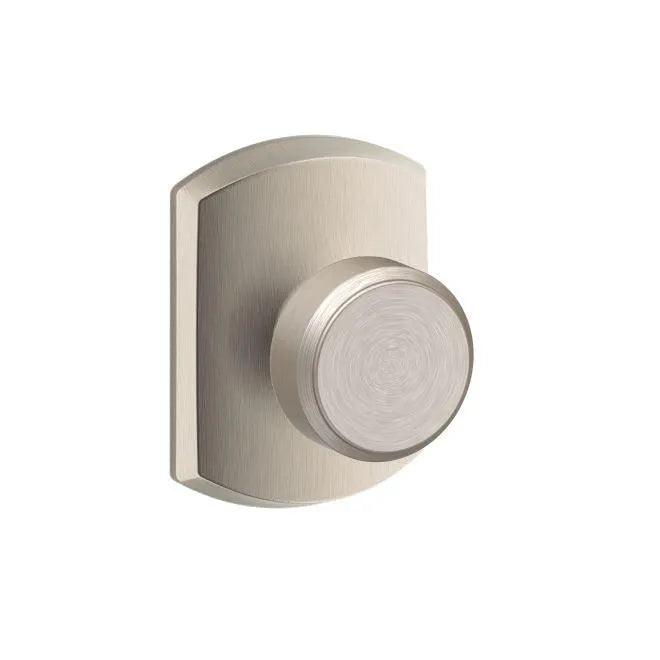 Schlage Bowery Passage Knob With Greenwich Rosette Satin Nickel