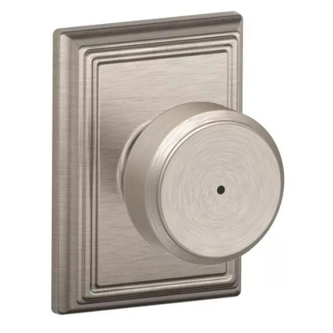 Schlage Bowery Privacy Knob With Addison Rosette Satin Nickel