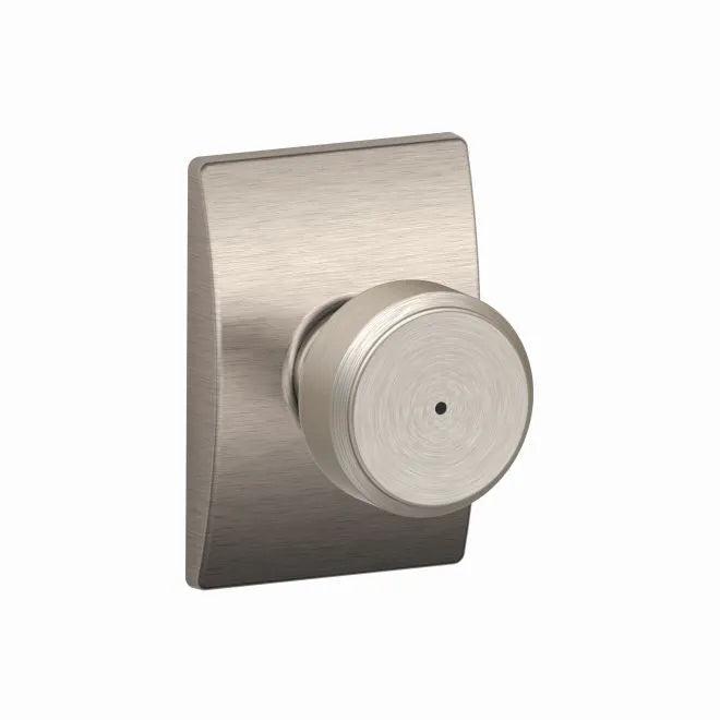 Schlage Bowery Privacy Knob With Century Rosette in Satin Nickel finish