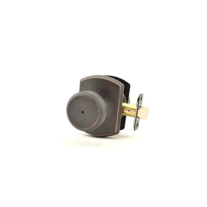 Schlage Bowery Privacy Knob With Greenwich Rosette Aged Bronze