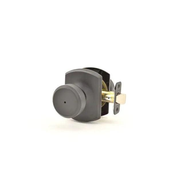 Schlage Bowery Privacy Knob With Greenwich Rosette Flat Black