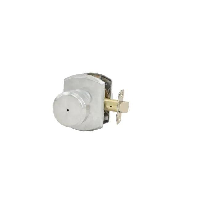 Schlage Bowery Privacy Knob With Greenwich Rosette Satin Chrome