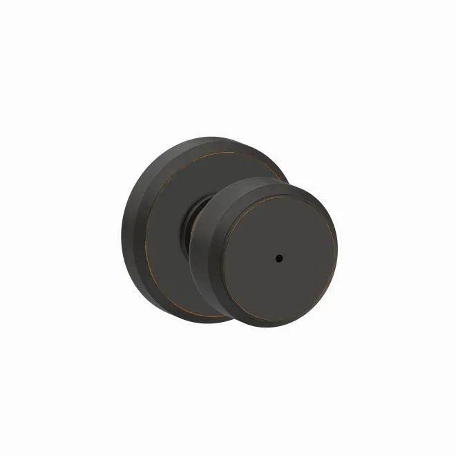 Schlage Bowery Privacy Knob With Greyson Rosette Aged Bronze
