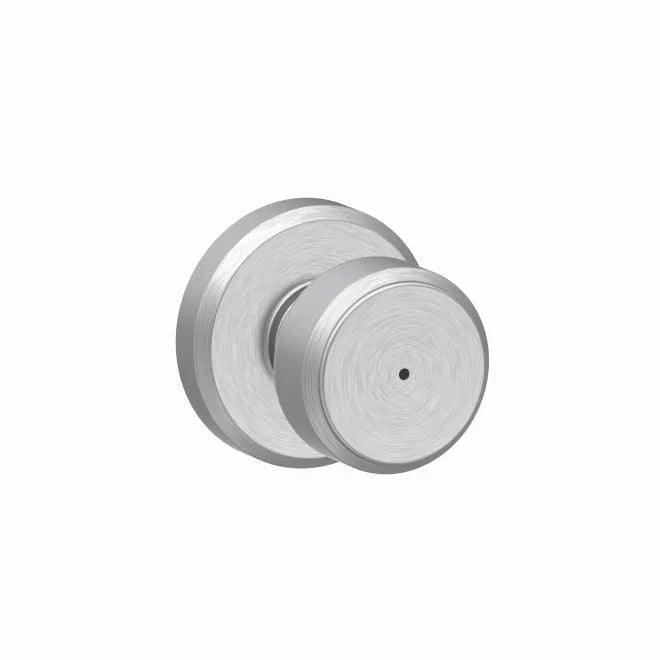 Schlage Bowery Privacy Knob With Greyson Rosette Satin Chrome