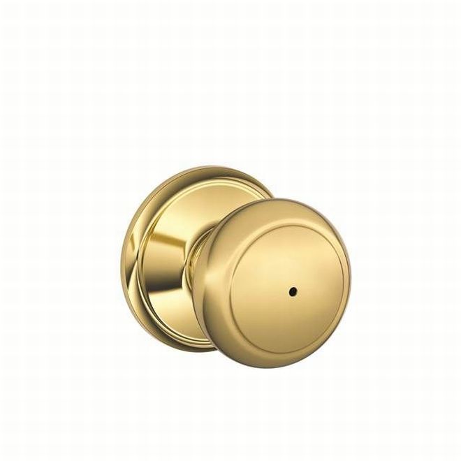 Schlage Andover Privacy Knob in Bright Brass finish