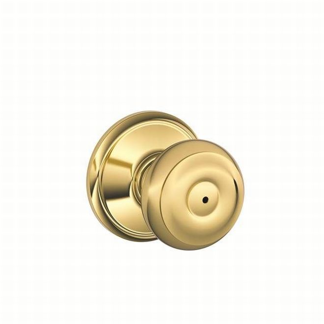 Schlage Georgian Privacy Knob in Bright Brass finish