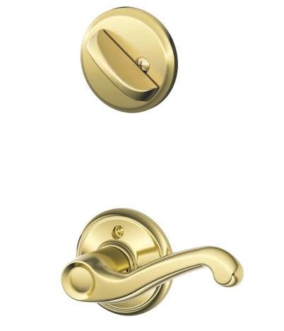 Schlage Left Hand Flair Lever Interior Active Trim - Exterior Handleset Sold Separately in Bright Brass finish