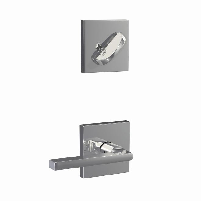 Schlage Custom Latitude Lever With Collins Rosette Interior Active Trim- Exterior Handleset Sold Separately in Bright Chrome finish