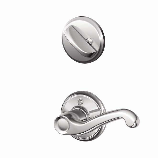 Schlage Left Hand Flair Lever Interior Active Trim - Exterior Handleset Sold Separately in Bright Chrome finish