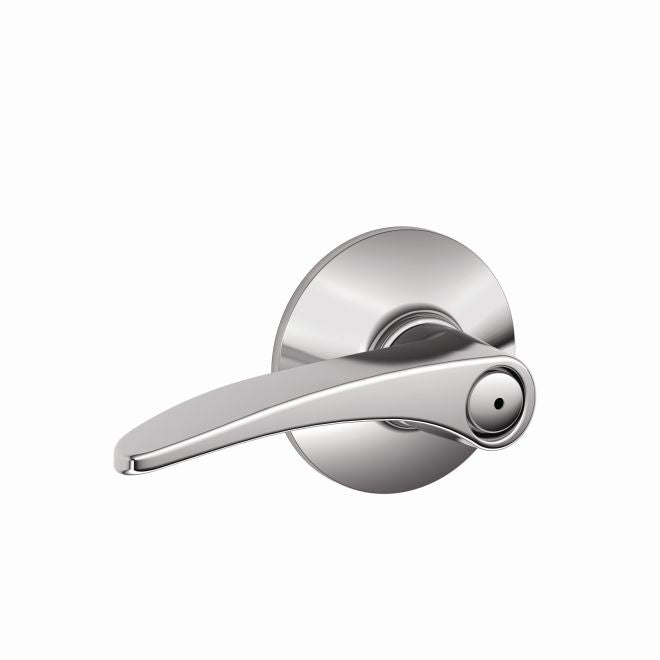 The Schlage Manhattan Privacy Lever in Bright Chrome finish
