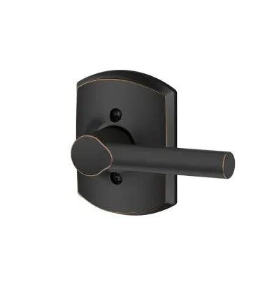 Schlage Broadway Dummy Lever With Greenwich Rosette Interior Trim - Exterior Handleset Sold Separately in Aged Bronze finish
