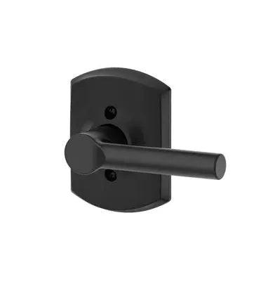 Schlage Broadway Dummy Lever With Greenwich Rosette Interior Trim - Exterior Handleset Sold Separately in Flat Black finish