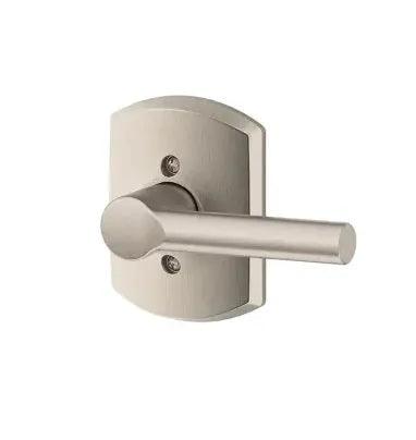 Schlage Broadway Dummy Lever With Greenwich Rosette Interior Trim - Exterior Handleset Sold Separately in Satin Nickel finish