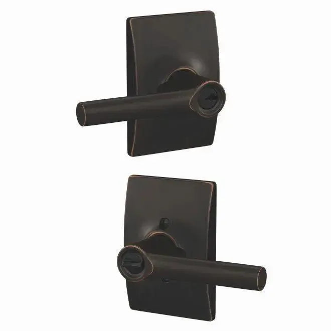 Schlage Broadway Lever with Century Rosette in Aged Bronze finish