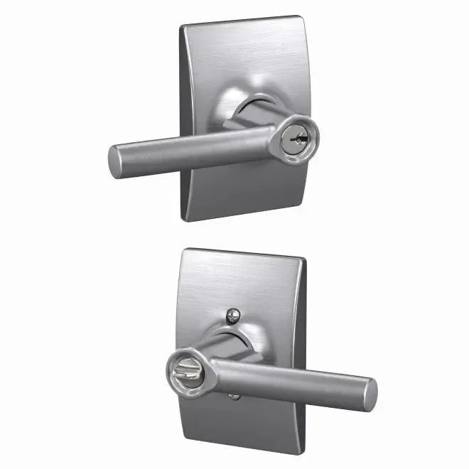 Schlage Broadway Lever with Century Rosette in Satin Chrome finish