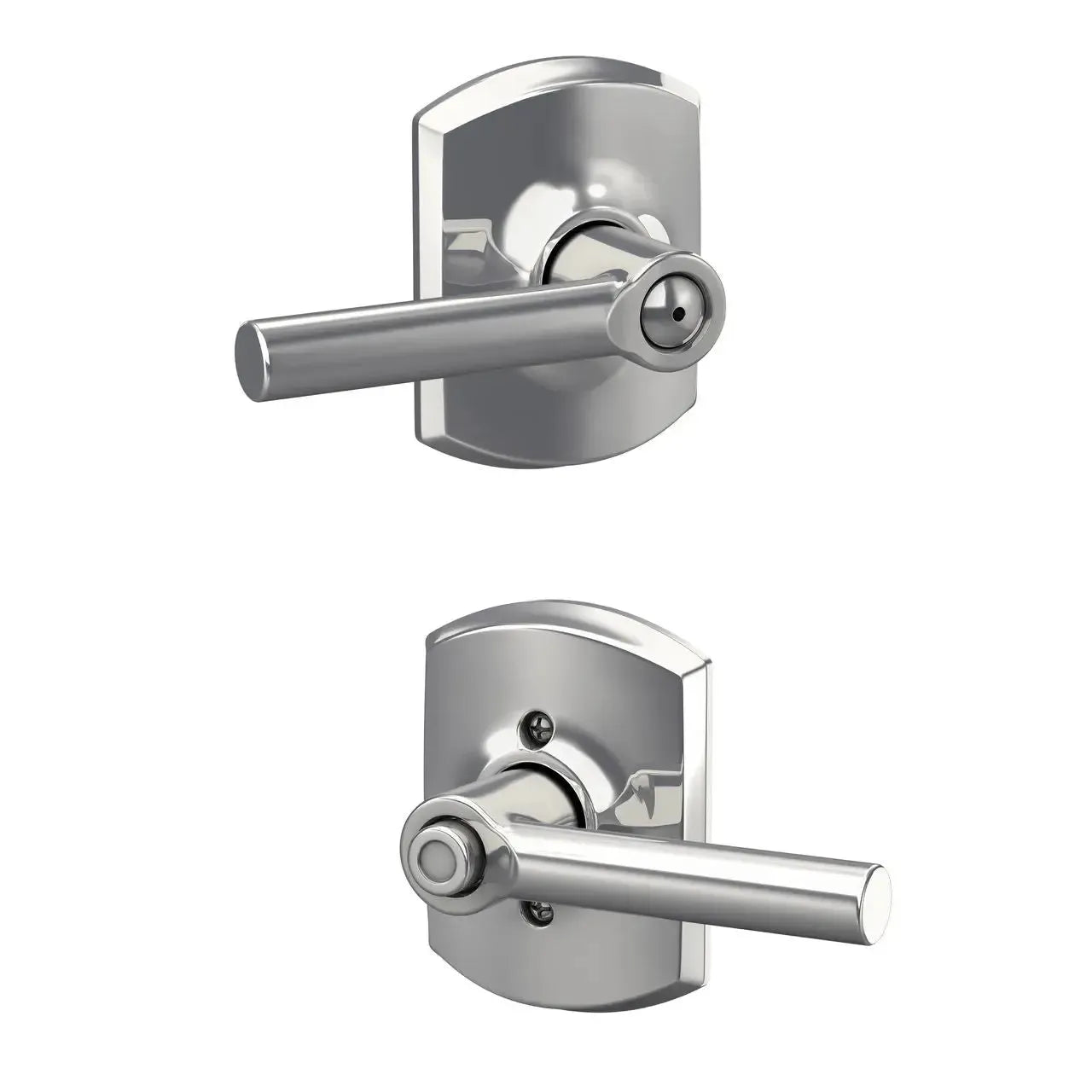 Schlage Broadway Lever with Greenwich Rosette in Bright Chrome finish