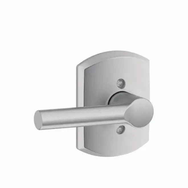 Schlage Broadway Lever with Greenwich Rosette in Satin Chrome finish