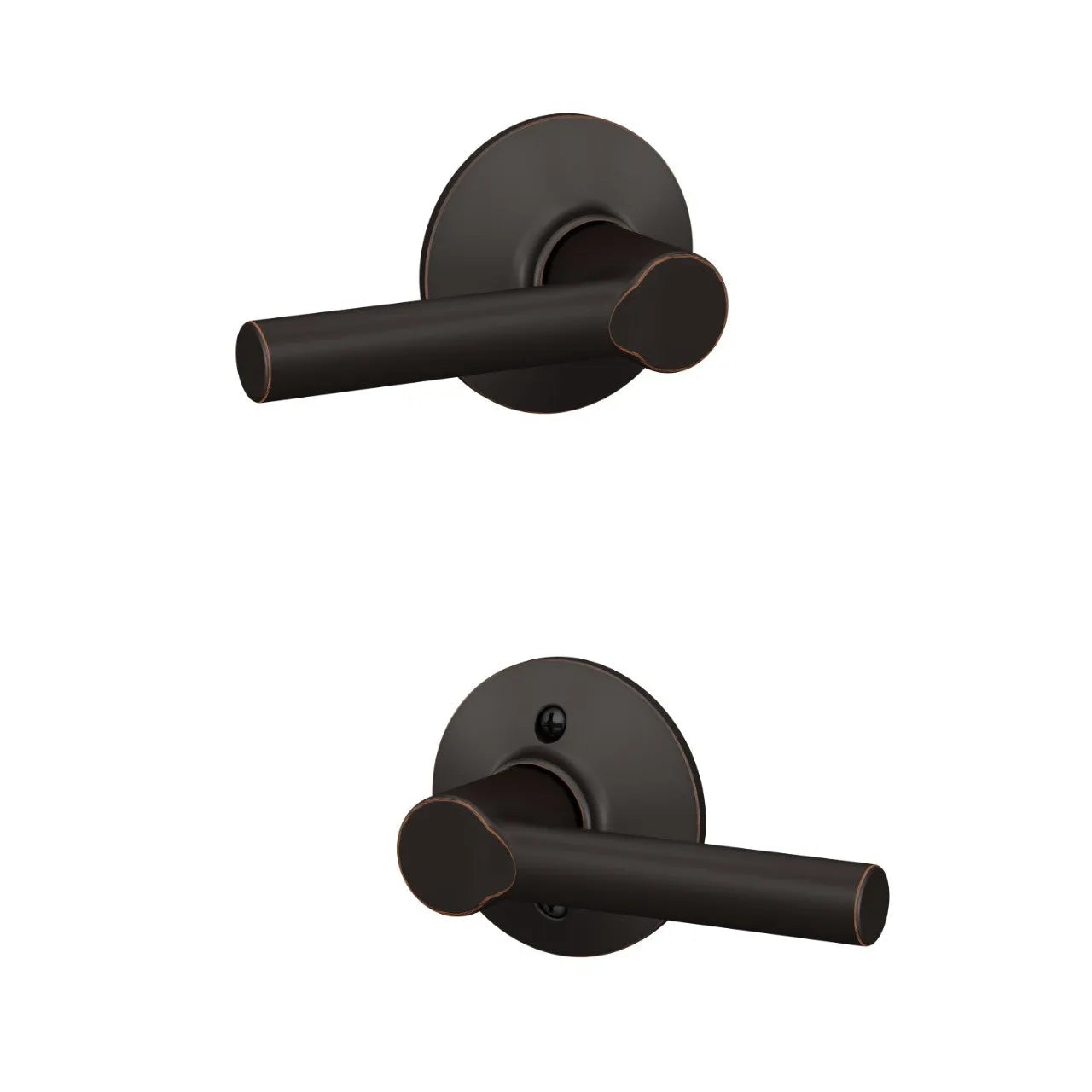 Schlage Broadway Lever with Round Rosette Aged Bronze