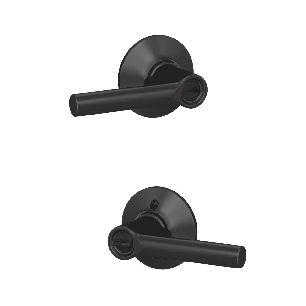 Schlage Broadway Lever with Round Rosette Flat Black