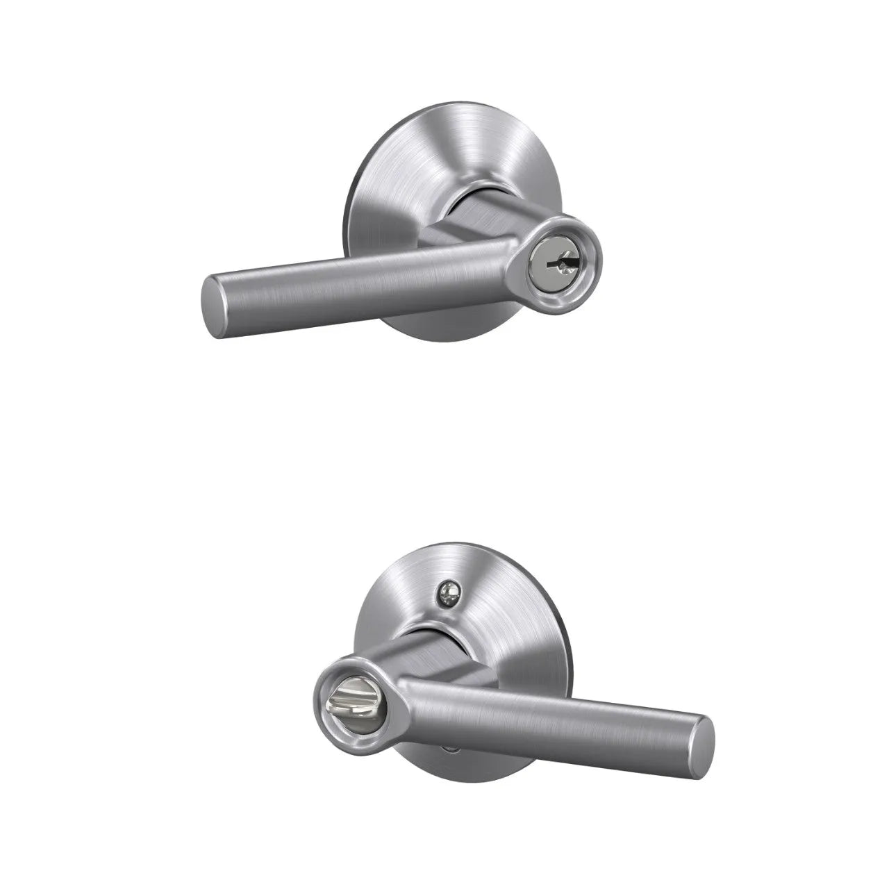 Schlage Broadway Lever with Round Rosette Satin Chrome