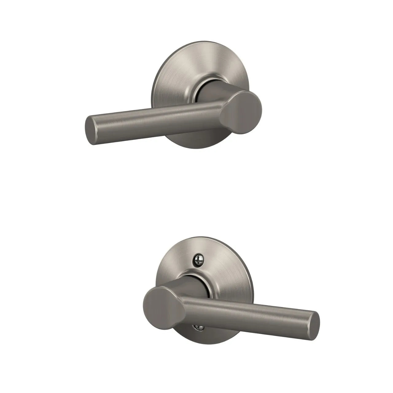 Schlage Broadway Lever with Round Rosette Satin Nickel