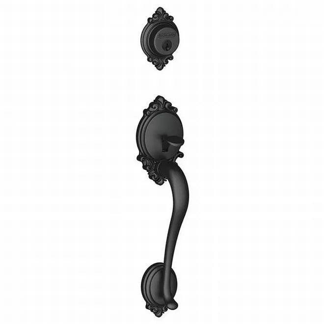 Schlage Brookshire Dummy Exterior Handleset Only - Interior Trim Sold Separately Flat Black
