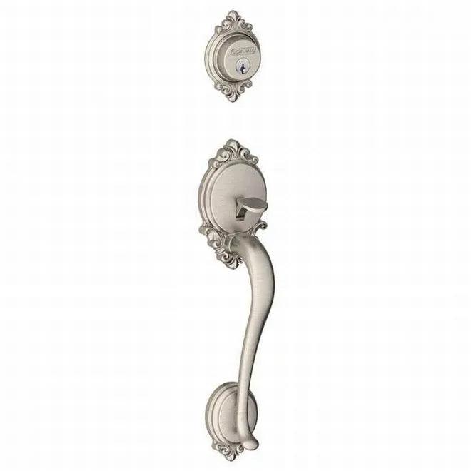 Schlage Brookshire Dummy Exterior Handleset Only - Interior Trim Sold Separately Satin Nickel