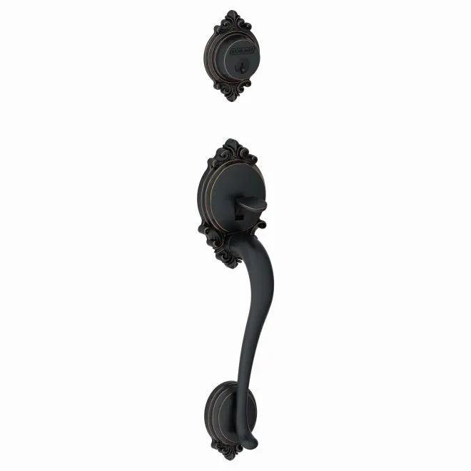 Schlage Brookshire Single Cylinder Exterior Active Handleset Only - Interior Trim Sold Separately Aged Bronze