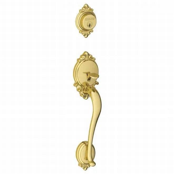 Schlage Brookshire Single Cylinder Exterior Active Handleset Only - Interior Trim Sold Separately Bright Brass